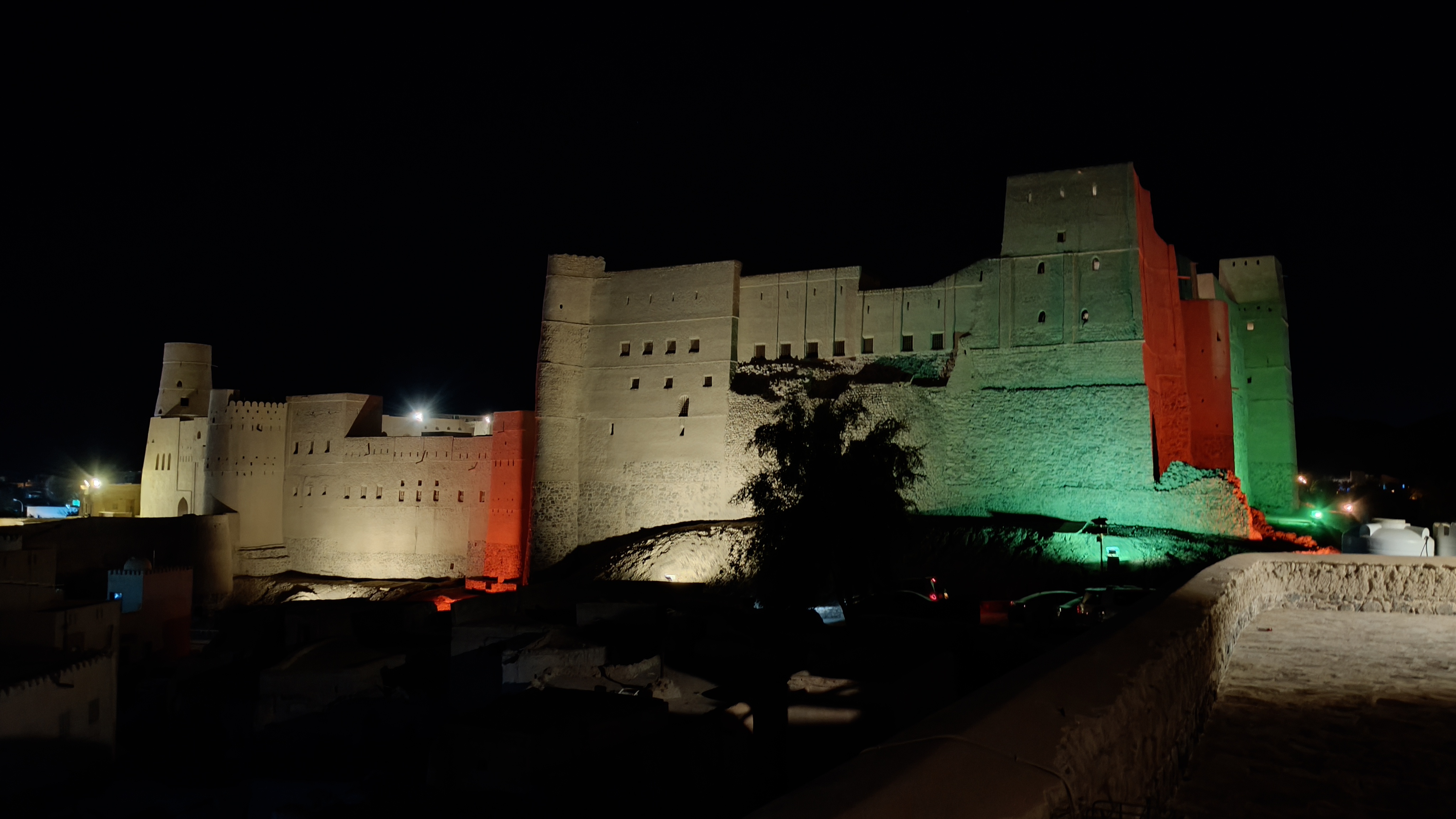 The bahla fort itself was lit up in the night