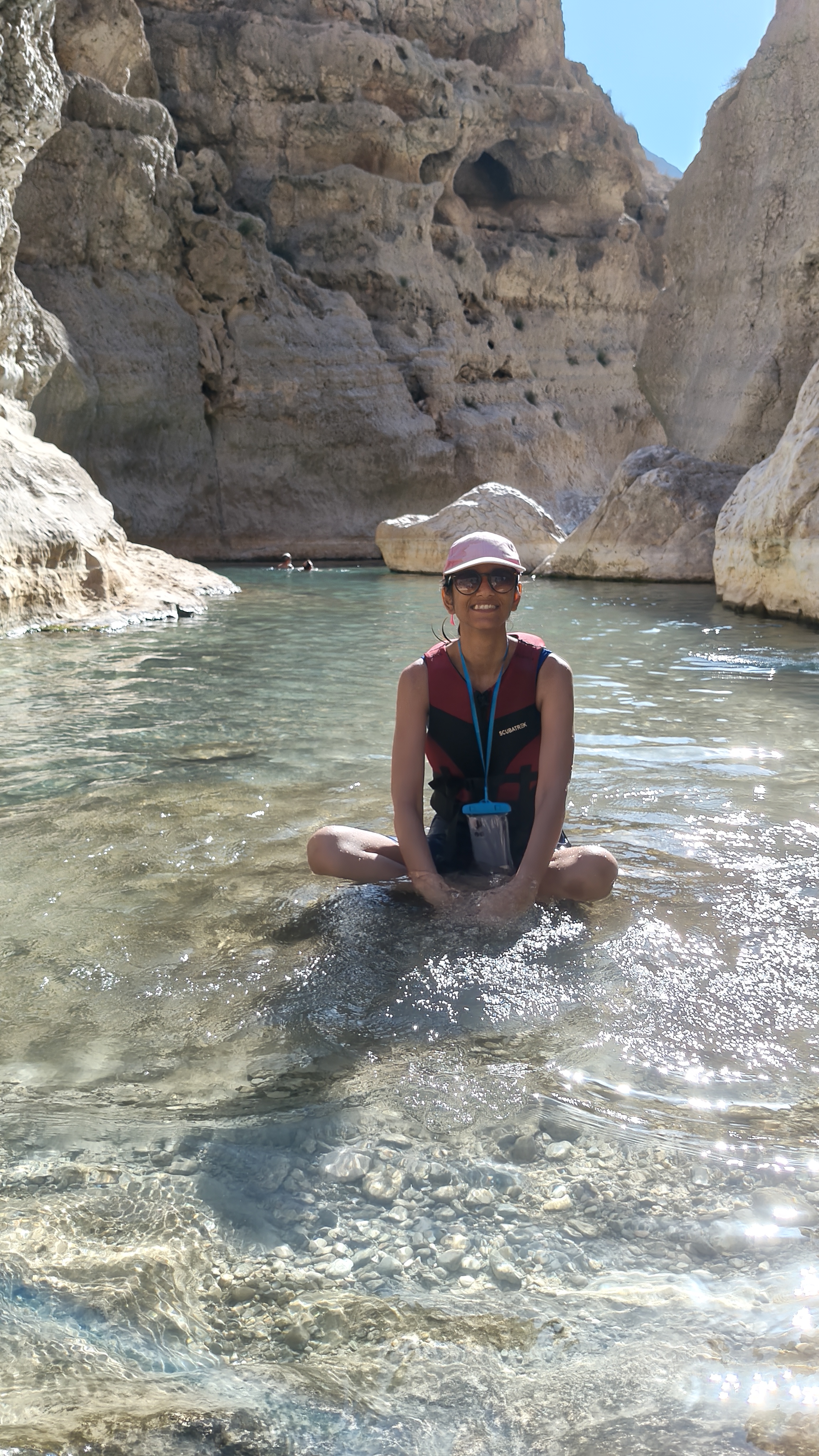 Along the wadi route were areas so shallow we could sit in them