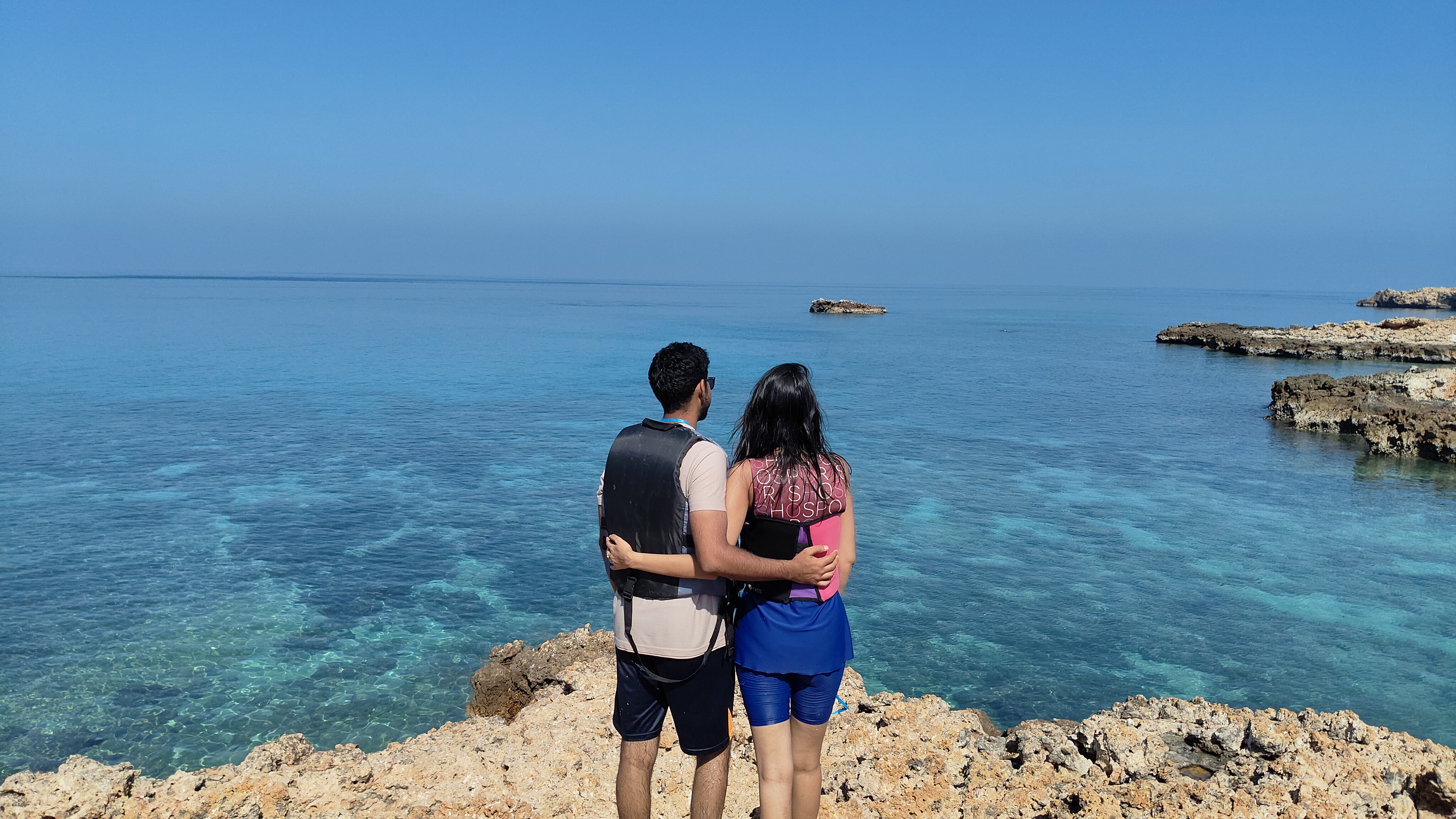 From the top of one of the islands of the Damaniyat, we could see turtles and shallow sea sharks