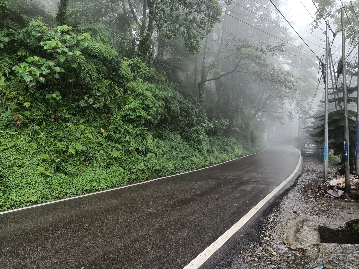 Picturesque winding street with traditional architecture in the hills of Gangtok, Sikkim