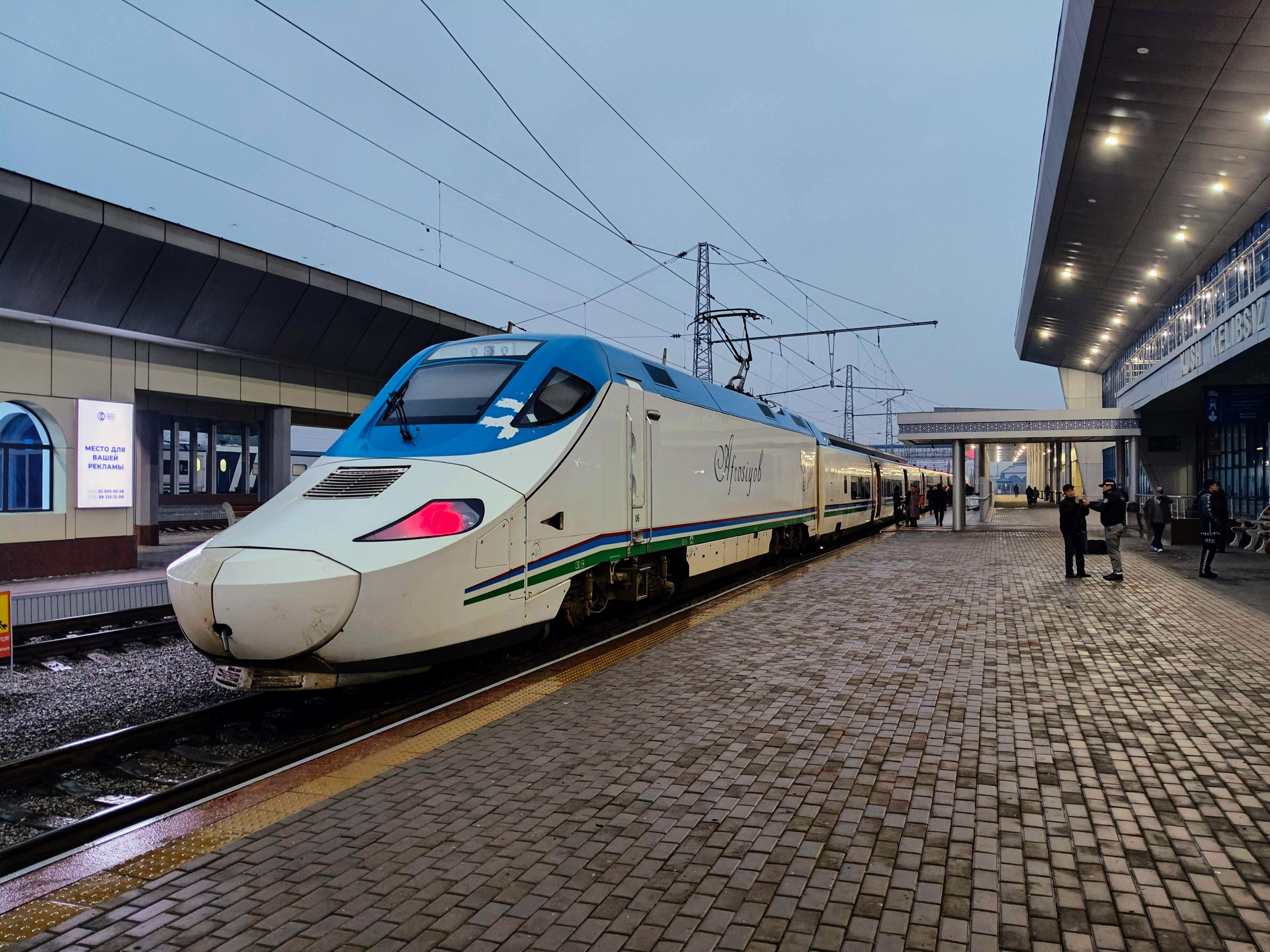 High-speed Afrosiyob train from Tashkent to Samarkand, Uzbekistan - modern transportation on the Silk Road