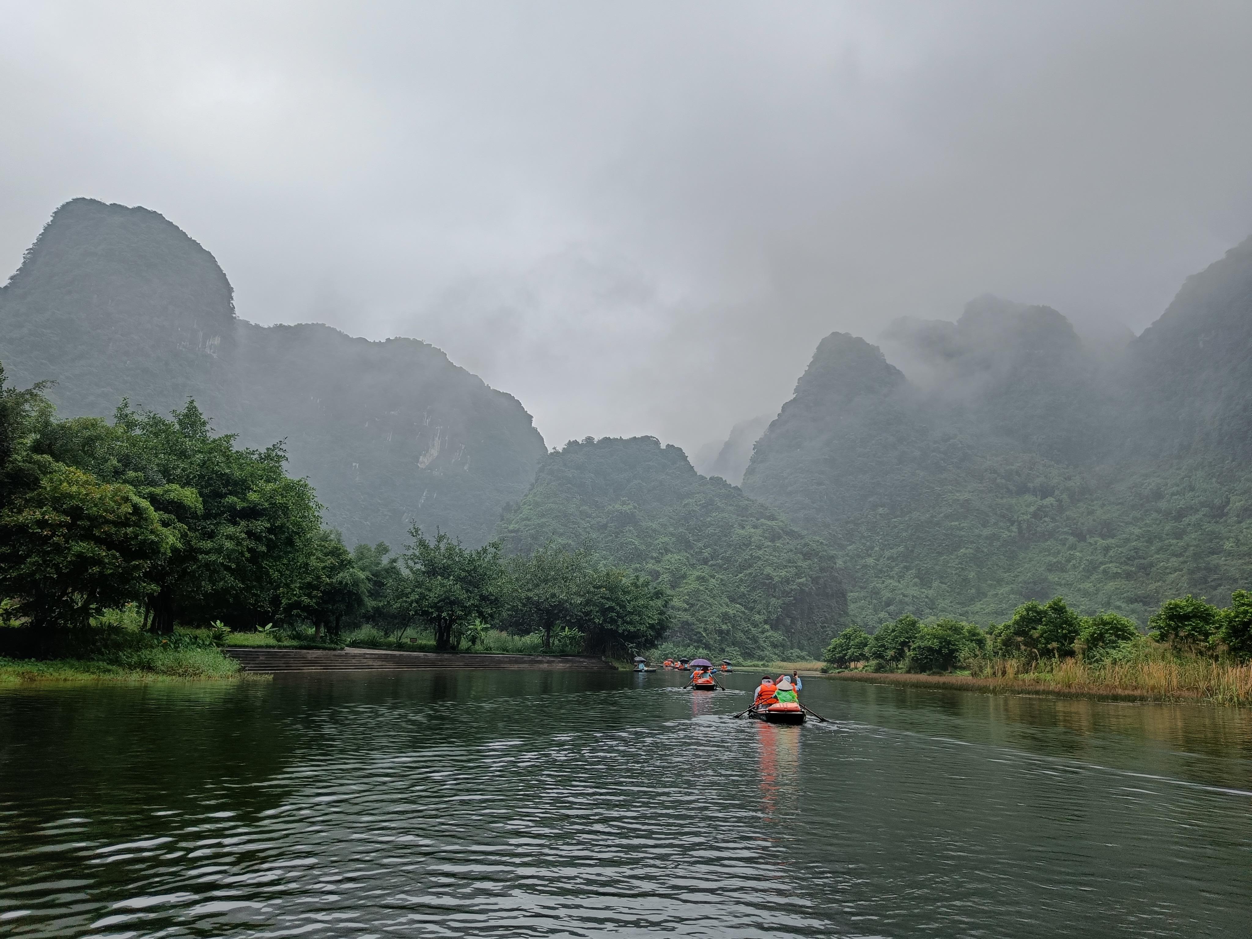 Panoramic mountain view from Mua Caves in Ninh Binh showing Vietnam's dramatic landscape and rice fields